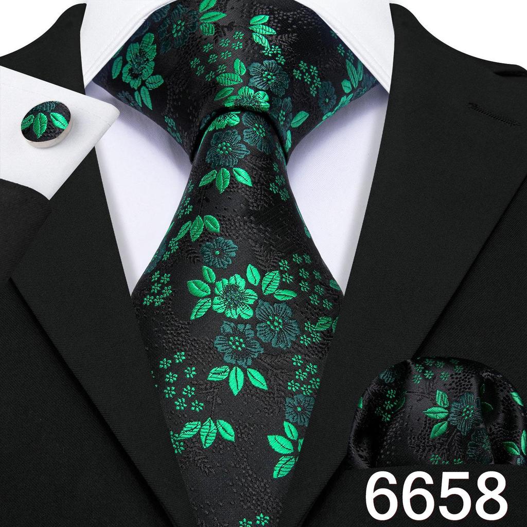 Barry.Wang Necktie Hankerchief Cufflinks Set Violet Paisley Tie Jacquard Woven Wedding