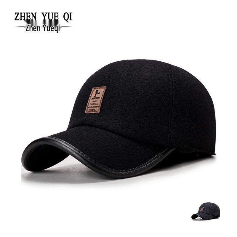 Men's Winter Wool Baseball Cap with Ear Protection