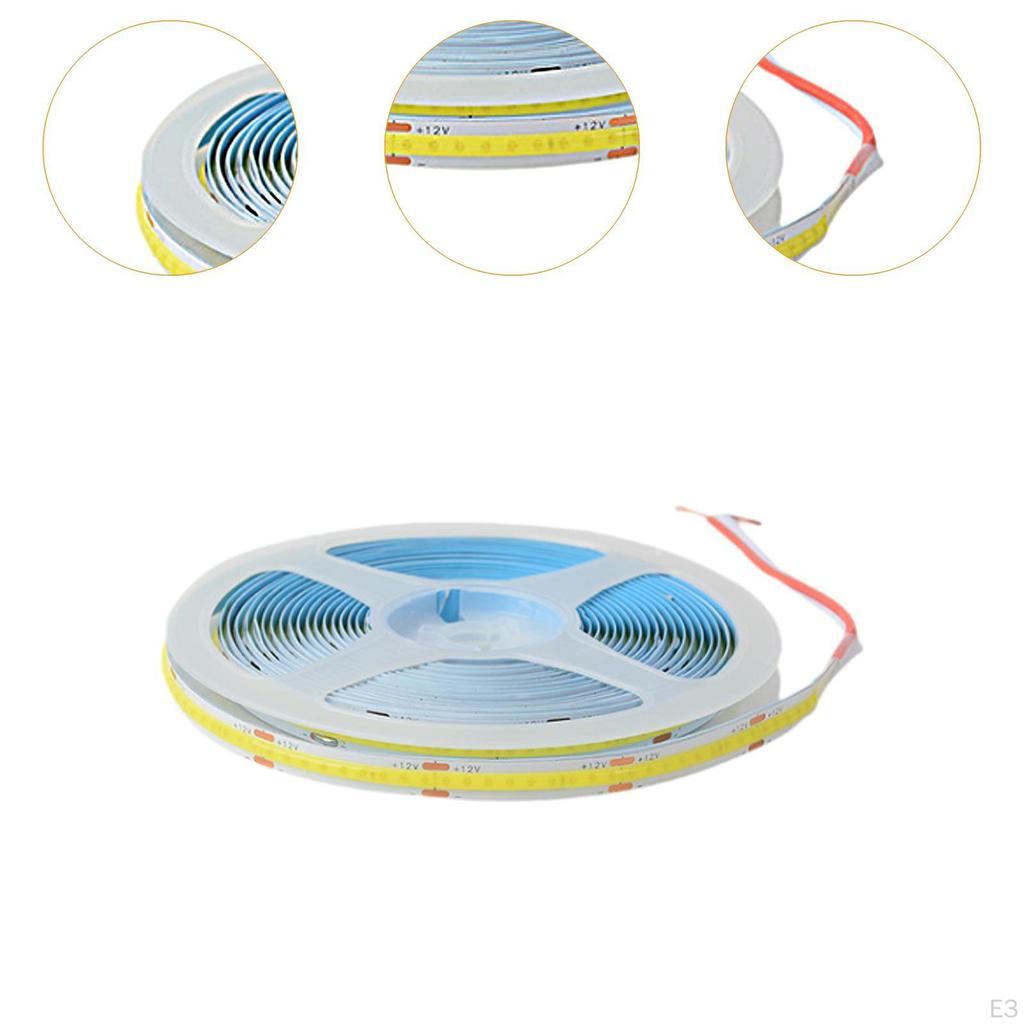Flexible LED Tape Light, Dimmable Strip, COB Strip for Home Cabinet Office DIY Lighting