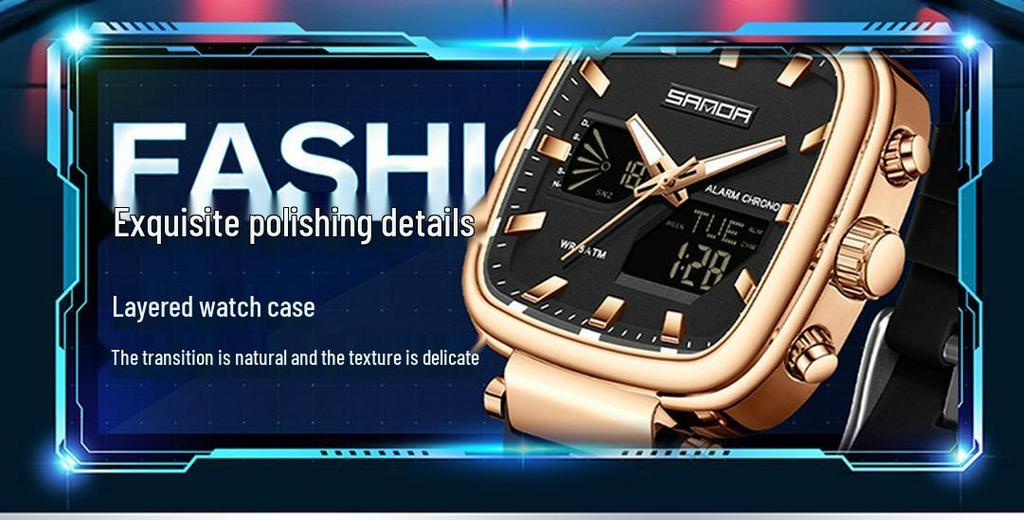 SANDA Men's Multifunctional Waterproof Stopwatch Countdown Watch