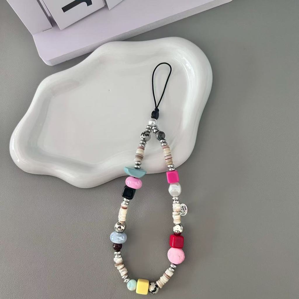 Pvc Material Phone Strap With Natural Stone Beads For Gift And Fashion