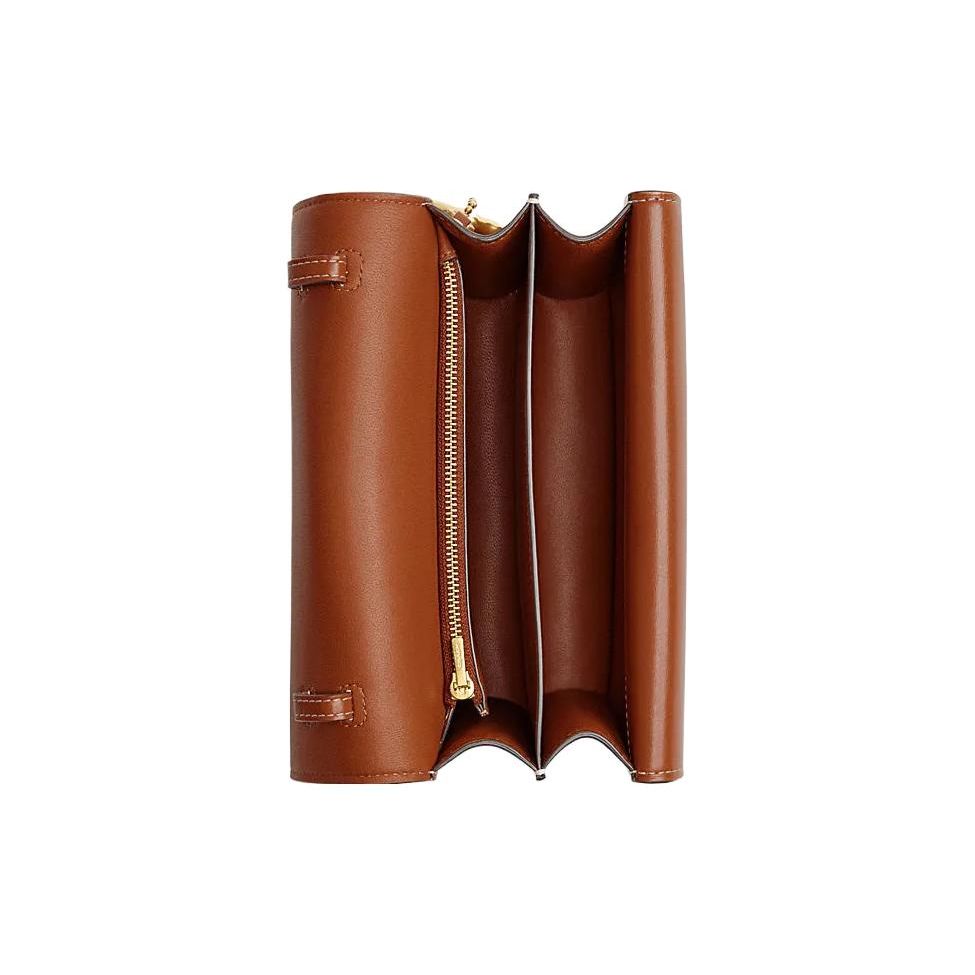 Coach Idol 21 Gold Logo Chain Magnetic Buckle Flap Leather Messenger Bag Women Bags Brown CM557-B4BAR