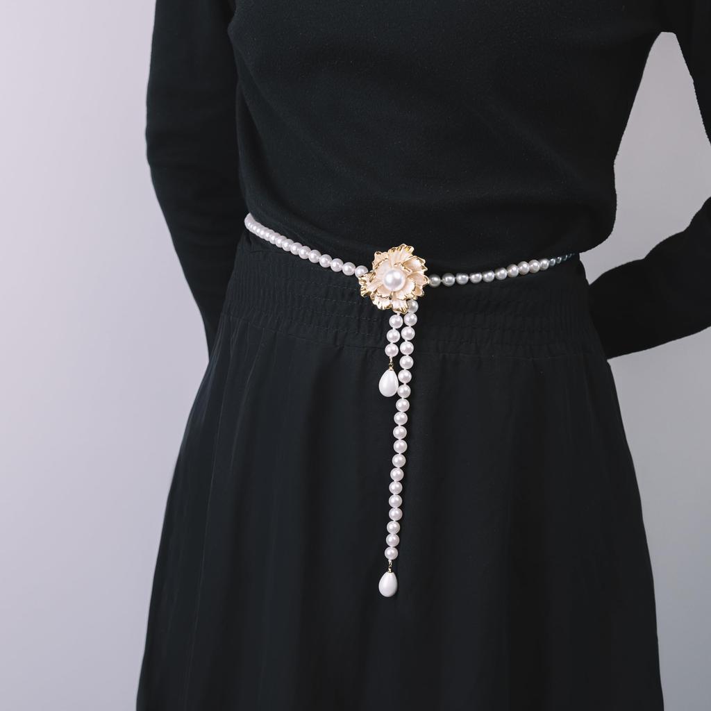 Pearl Long Pearl Adjustable Christmas Gift Ways To [Free Bird] Necklace, Necklace, Women's, Pearl, Gold, Peony, Flower, Necklace, Ceremony, Mother's