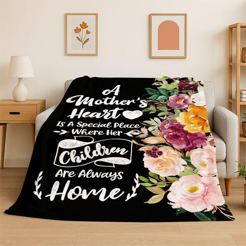 Gift Thanks To My Mom Mother Letter Present Flannel Blanket Soft Throw Blanket for Bedroom Living Room Bed Camping Picnic Nap