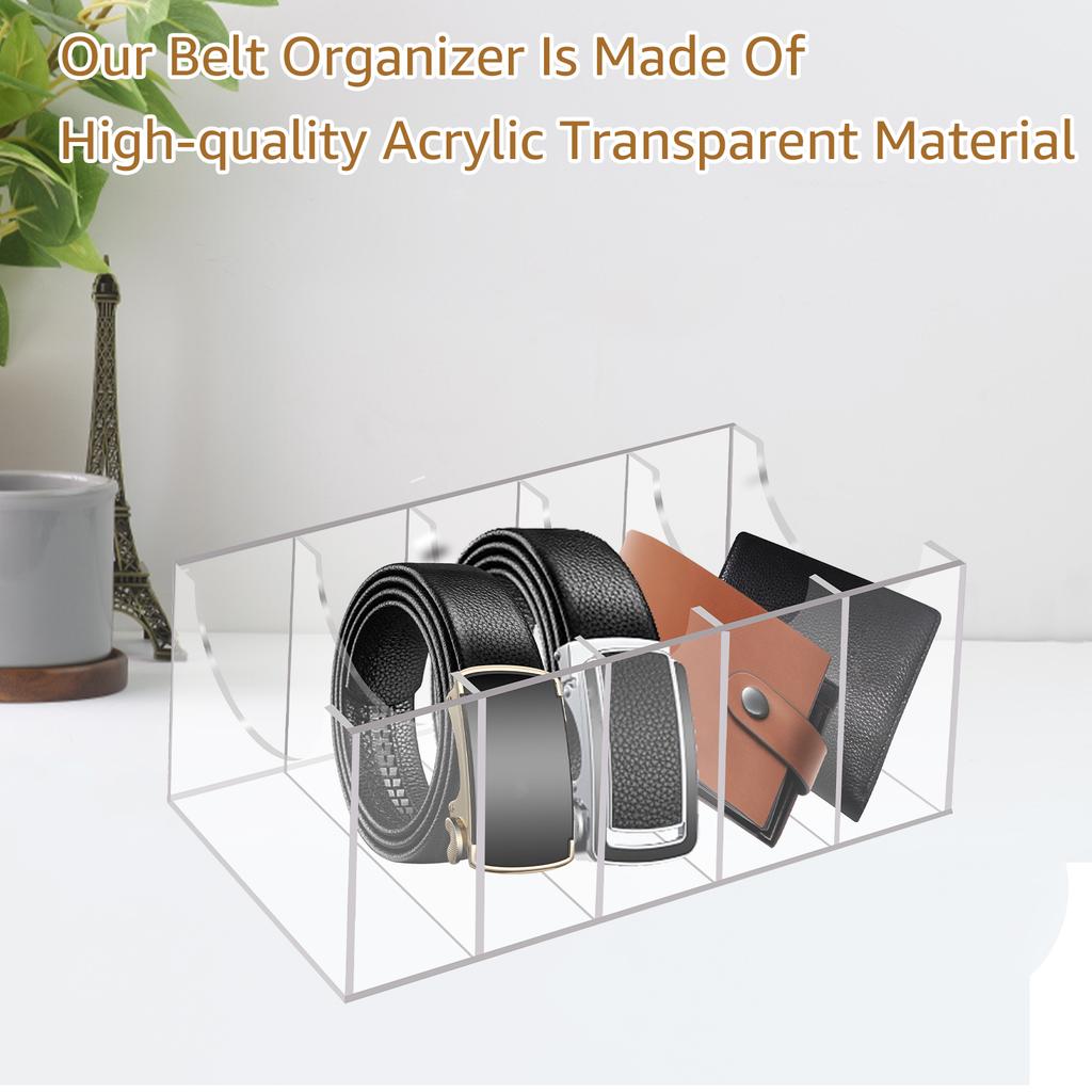 5 Grid Belt Organizer Box Transparent Acrylic Belt Display Case for Tie Bow Tie Women Men Belt Holder