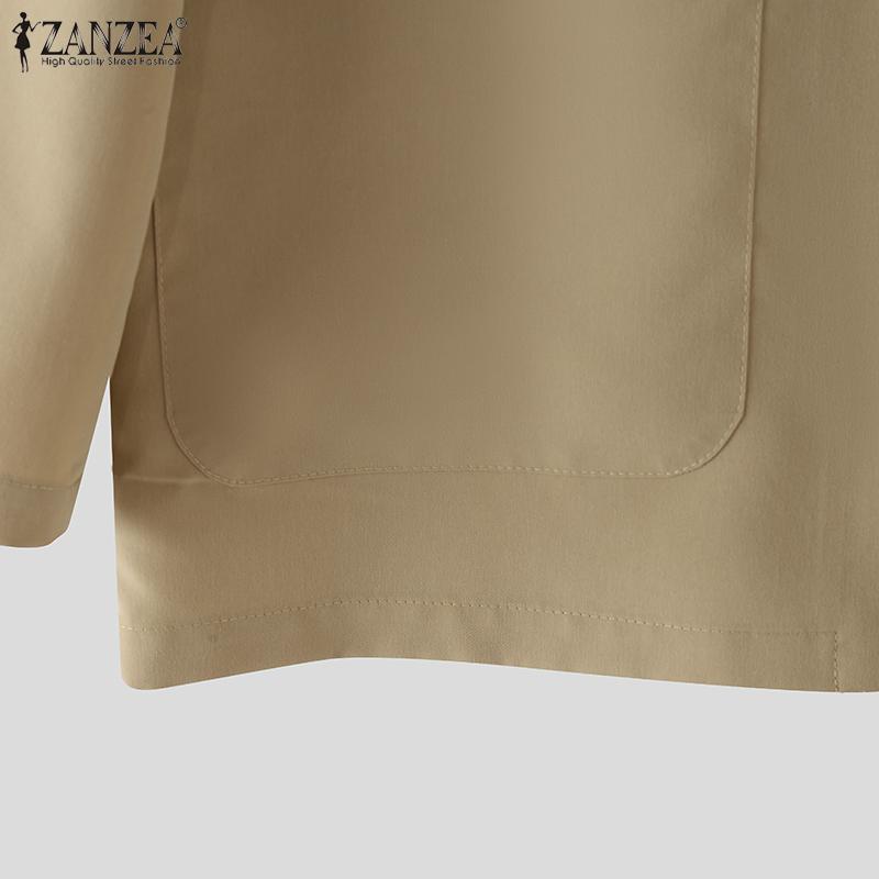 ZANZEA Women Autumn V-Neck Padded Shoulder Long Sleeve Suit Jackets