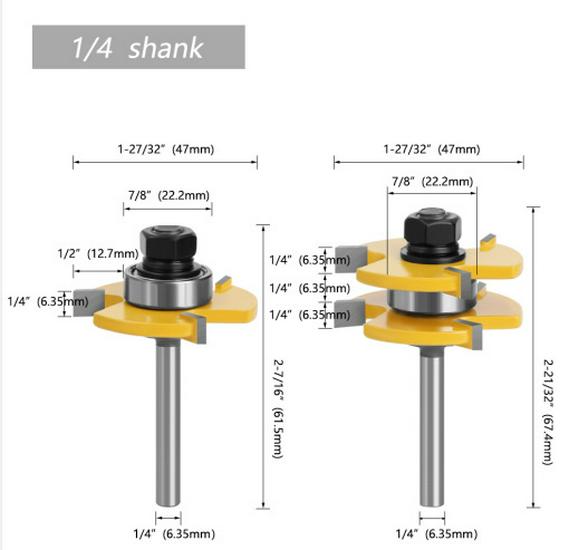 12 mm Hartmetall-Fräser mit Halbgriff und 3 Zähnen, T-Typ, für die Holzbearbeitung