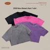 Women's Washed Vintage Cropped T-shirt: Heavyweight 230g Pure Cotton, Retro Loose Fit, Short Sleeve Waist-Length Top