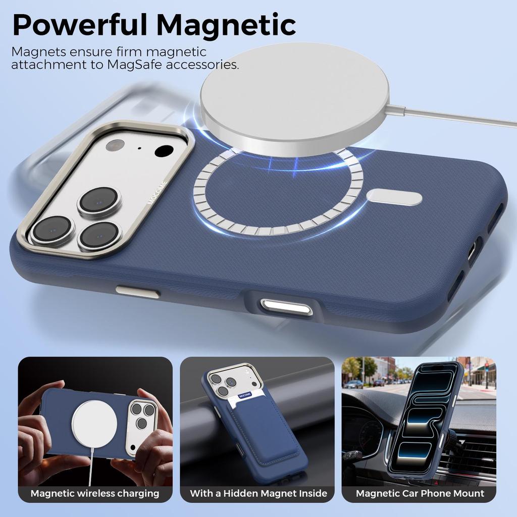 iPhone 17 Pro Max Tech Plaid Magnetic Leather Case with Card Holder