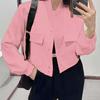 Womens 2026 Elegant Vintage Loose Fit Blazer With Button Pocket Detail