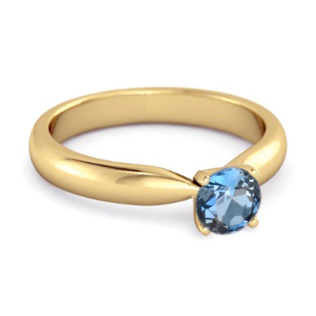 London Blue Topaz Classic Solitaire Ring - 925 Sterling Silver Gold Vermeil