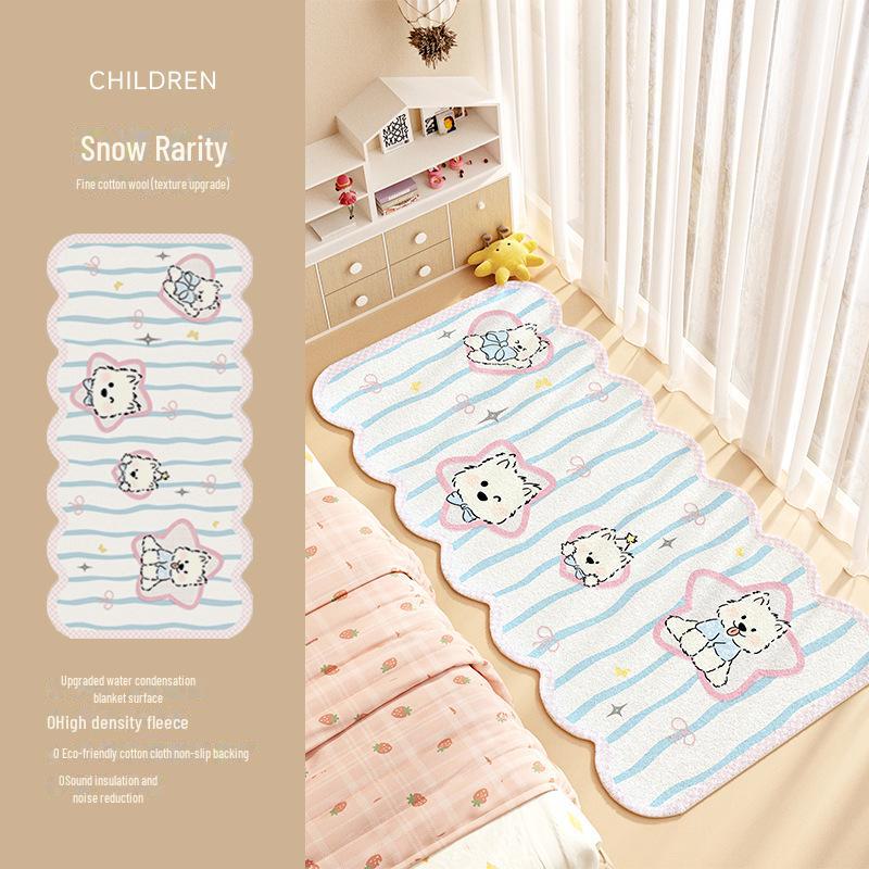 Covoraș de dormitor drăguț de pluș pentru copii - rezistent la murdărie, gros, design lung pentru noptieră