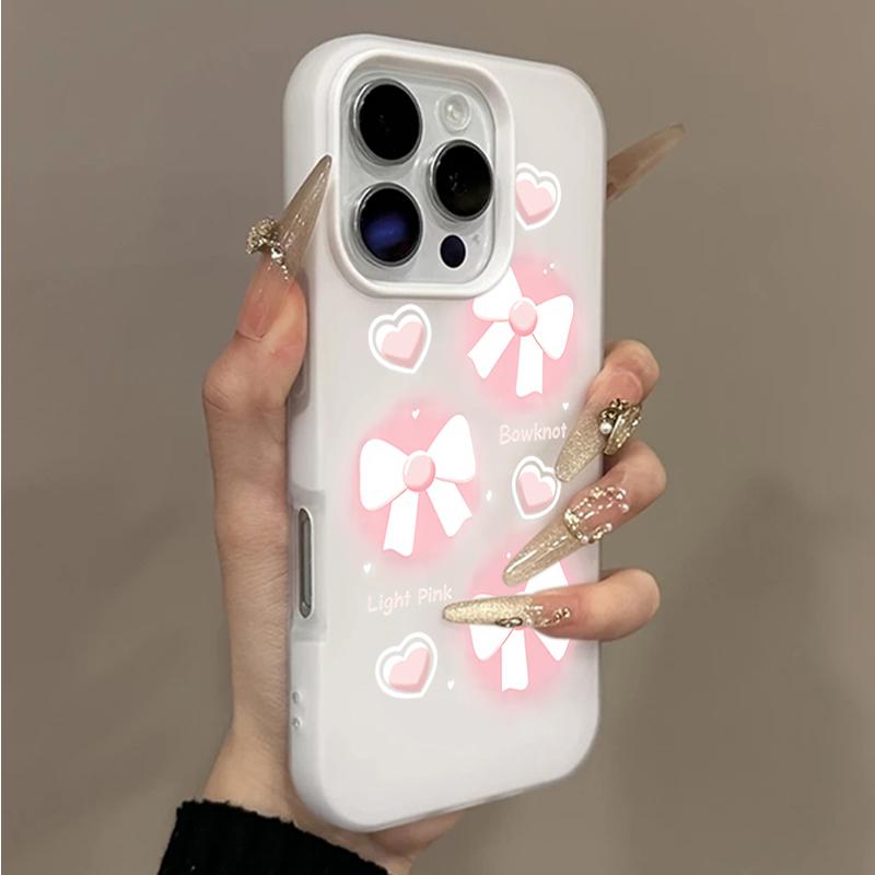 Rosa Schleife Einfache Macaron-Farben Gelee-Handyhülle Für iPhone 17 16 15 14 13 12 Pro Max 11 16 7 8 Plus 16E 17E Air X XS XR Hülle
