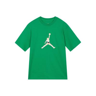 Jordan Camiseta de Manga Corta Holgada con Hombros Caídos, Cuello Redondo Transpirable, Estampado de Logo para Mujer, Color Verde FJ2511-310