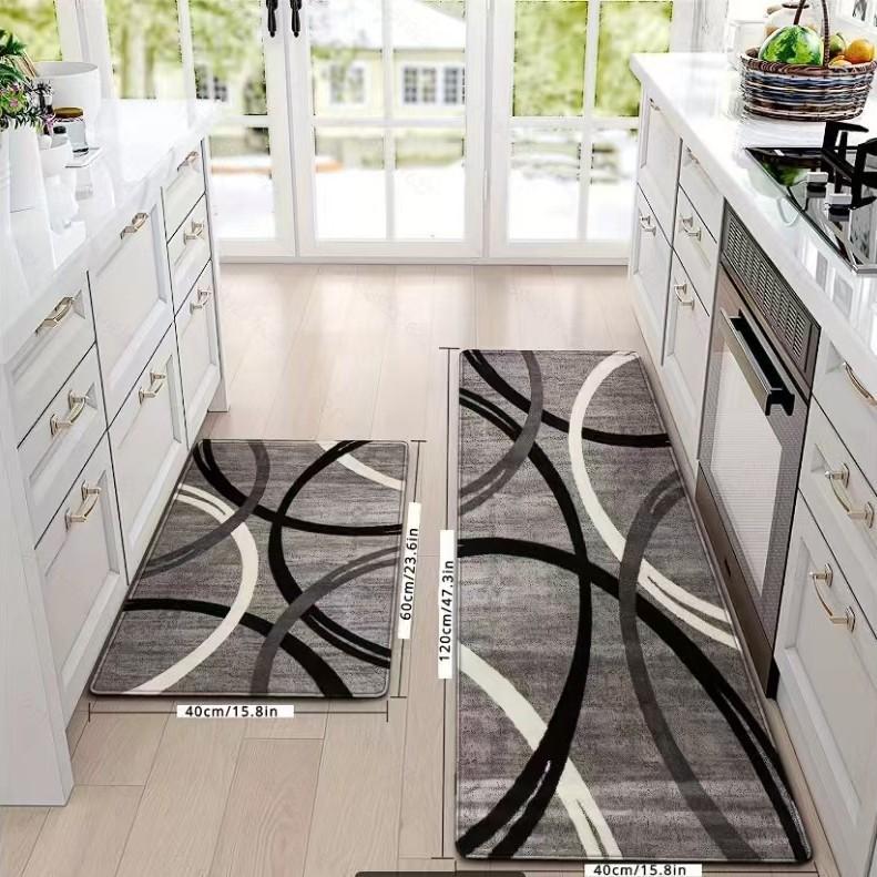 VIKAMA Nordic Kitchen Floor Mat, Anti-Slip Balcony Laundry Room Floor Mat, Corridor Entrance Long Carpet, Home Decoration