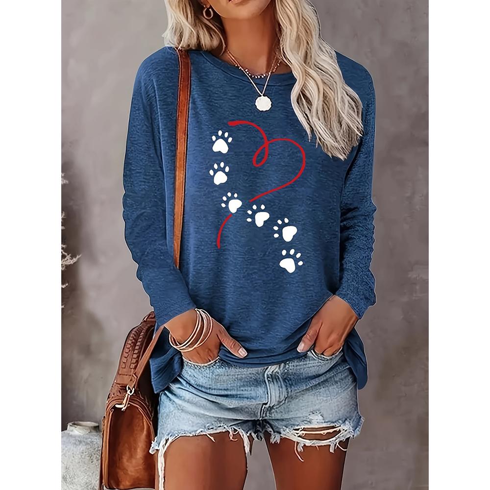 New 3D Heart Patterned Women's Long-Sleeved Round-neck T-Shirt Women's Urban Fashion Long-Sleeved Top For Autumn And Winter