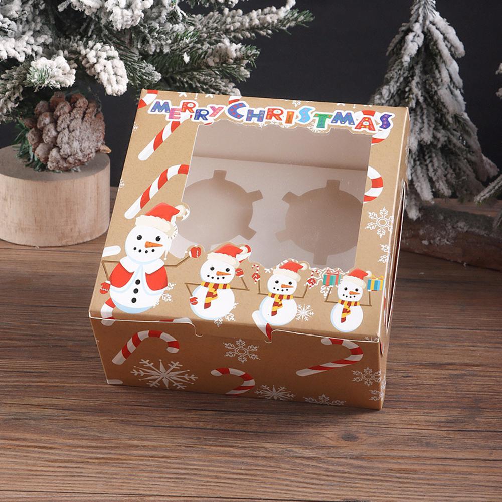 24 Stück Weihnachten Cupcake-Boxen mit Band & Karte Weihnachten Klarsichtfenster Geschenkbox Herausnehmbare Einlage für Weihnachtsdekorationen