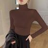 All-match Solid Color Pullover Long Sleeve Women's Clothing Spring Autumn Turtleneck T-shirt Casual Vintage Office Lady Tops