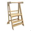 GINGER HOME Tour Montessori Enfant Pliable, Natural Solid Wood Learning Tower, Safe Kitchen Step Stool, 51x37x92 Cm