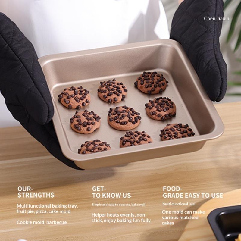 1Pc Carbon Steel Square Cake Baking Tray 6/8 Inch Non-Stick Toast Plate Pizza Cake Mold Baking Pan Bread Oven Bakeware
