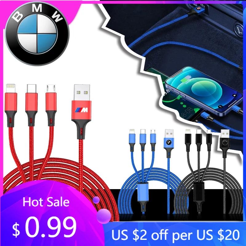 LBHBE1 Car Sticker 100W Three In One USB Fast Charging Cable Accessory For BMW Performance E46 E90 F10 F30 X3 F20 E46 E60 E70 E39 E36 E