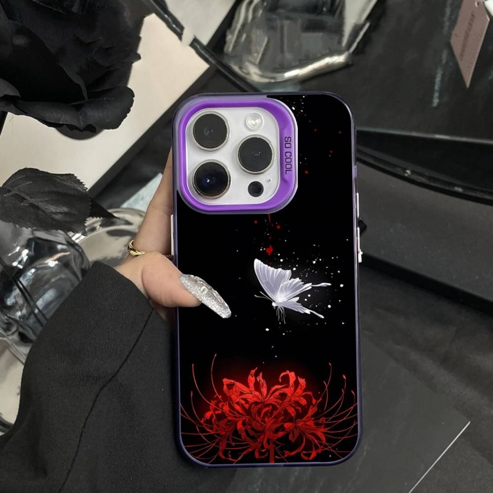 Rote Spinnenlilie Handyhülle Für iPhone 16,15,14,17,13,12,11,XS,Mini,Pro,SE,MAX Lila Mat Silikonhülle