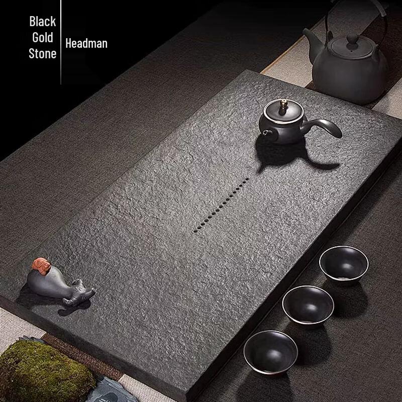 Jiakangming Black Gold Stone Tea Tray with Drainage
