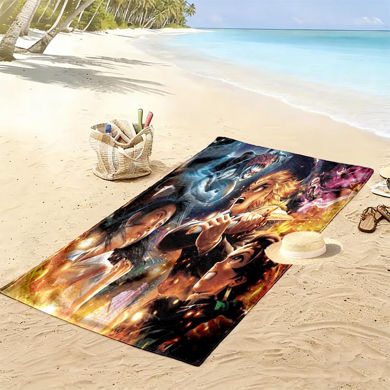 Dynamic Demon Slayer Art beach towel Outdoor camping Portable for travel quickdrying swim towel swim Absorbent bath towel Comfort printing