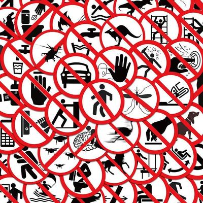 64 Adesivi Creativi di Divieto: Cartelli di Avvertimento Divertenti per Telefono, Quaderno e Altro