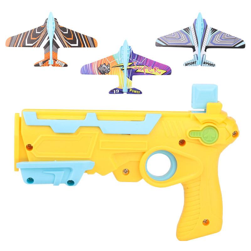 Bubble Catapult Plane Toy Airplane, Foam Airplanes Toy Gun with 3 Pack Airplane Toy, for Kids Childrens Fun Outdoor Toy