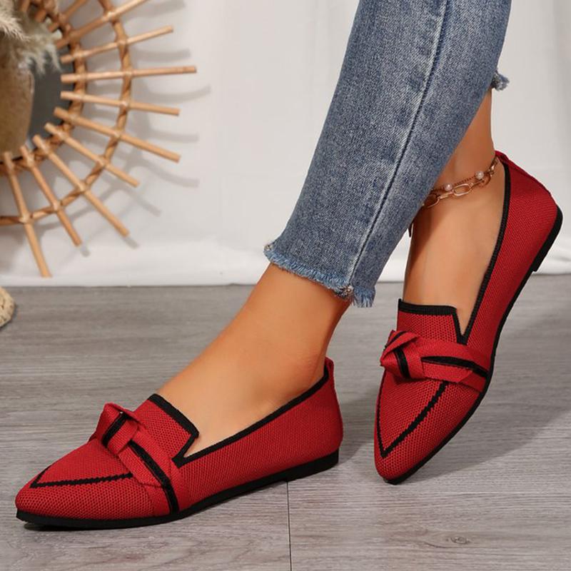 Fashion Plus Size 36-43 Red Flats Shoes Women 2025 Breathable Mesh Flat Shoes Woman Pointed Toe Lightweight Casual Shoes Female