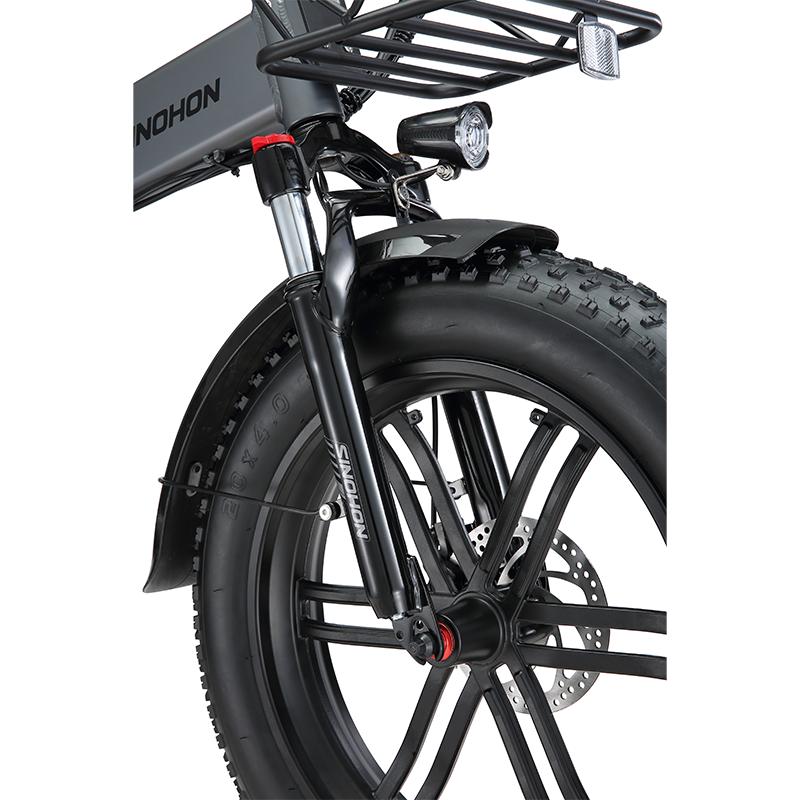 Bicicleta Eléctrica Fat Plegable SINOHON AW20, Autonomía Máxima 120KM, Velocidad Máxima 45KM/H, Doble Suspensión, Frenos Hidráulicos, Ruedas de 20'', Ebike Todoterreno con Cesta de Almacenamiento