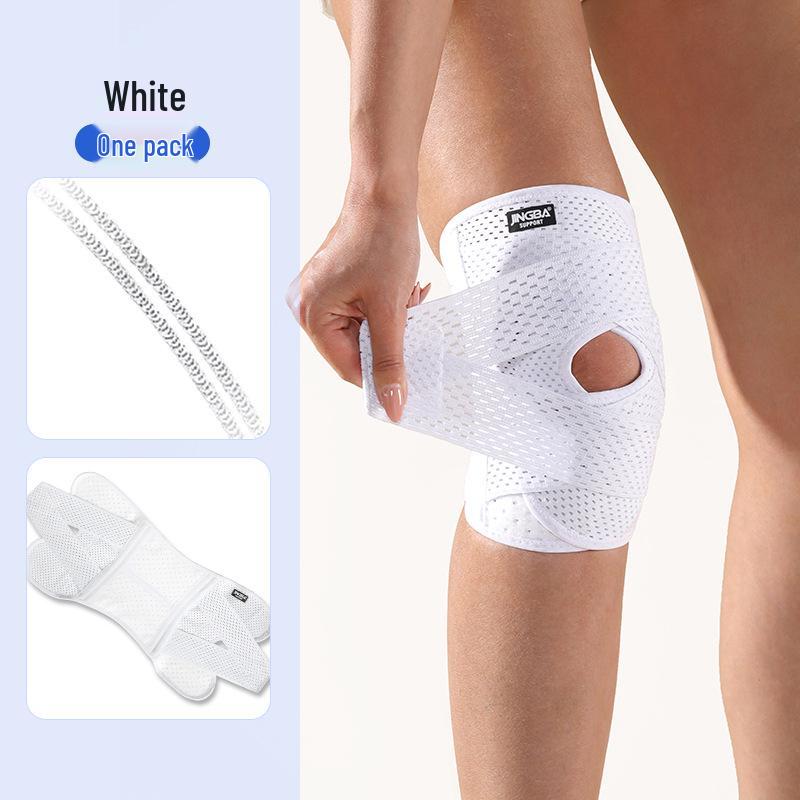 

JINGBA Sports Нескользящий наколенник с пружинной поддержкой под давлением – Дышащая защитная экипировка для уличного баскетбола L белый