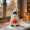 Pumpkin Decor for Home Halloween Ghost Gnome Figurine, Creative Desk Ornament, 3D Printed Small Collectibles Mini Statue Shelf Display, Funny Holiday