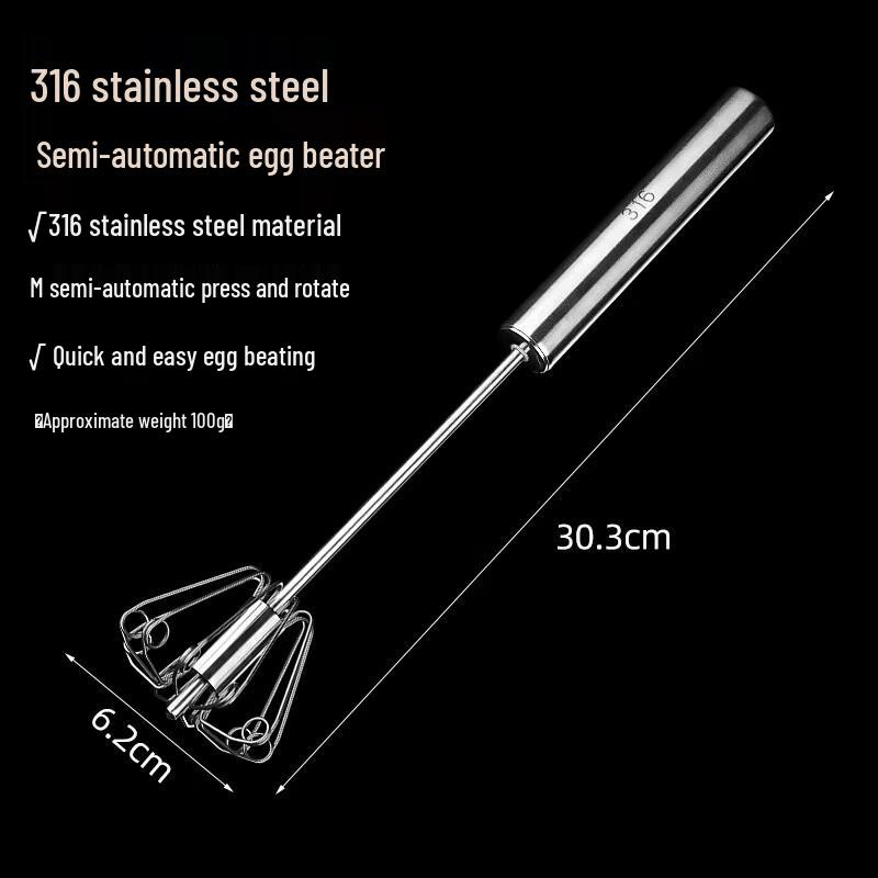 

Zhi Shi 316 Stainless Steel Hand Push Rotary Whisk
