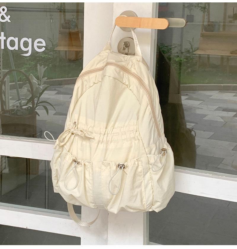Nylon Backpack For Women With Drawstring Closure And Pouch For Casual Travel