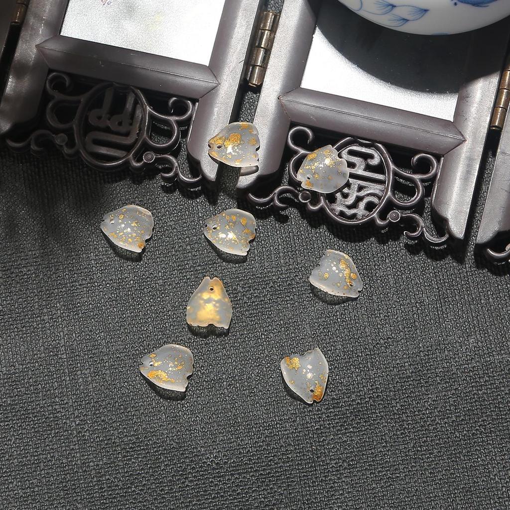 10Pcs 13x11mm Gradiente Cor Checa Contas de Vidro Pétalas de Flor de Hibisco Contas para Fazer Jóias Acessórios DIY