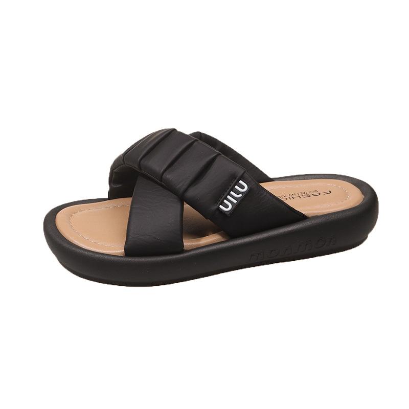thick-soled cross-toed shoes for women's summer wear 2025 new fashion casual versatile comfortable soft-soled sandals