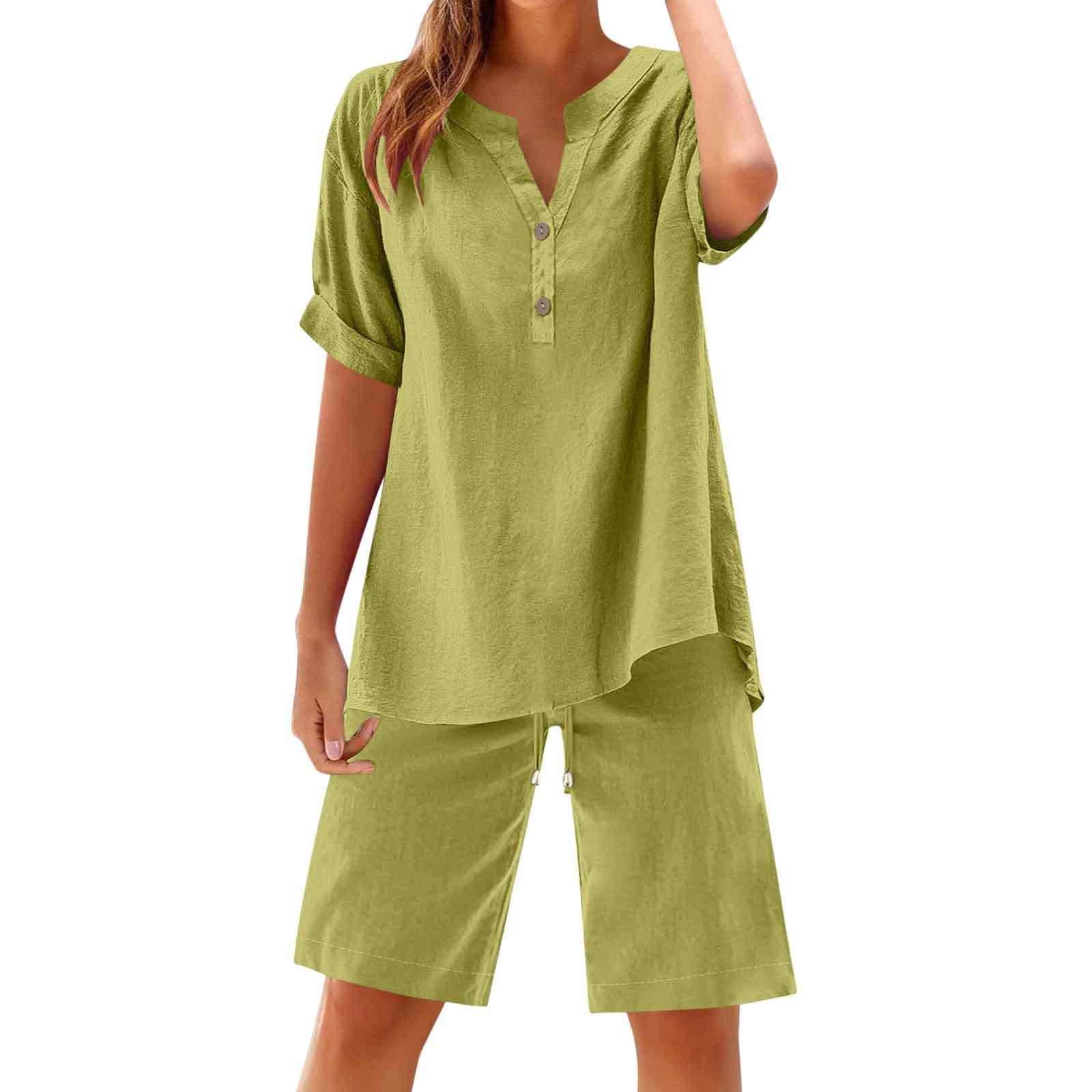 

2-piece Set With Women s Shorts, Matching, For Relaxing, Airport, Travel, Vacation, Beach, Suit With Pocket M