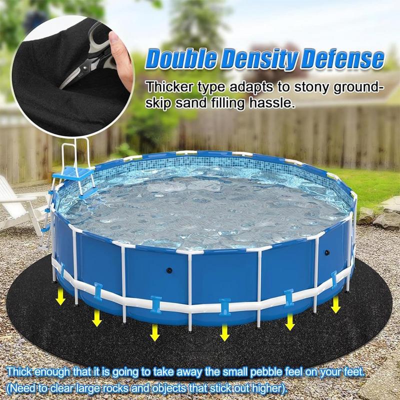 Round Pool Liner Pad 12Ft Protective Pad for Ground Swimming Pools Indoor Outdoor Under Pool Mat Heavy Duty Tarp for Villa nero