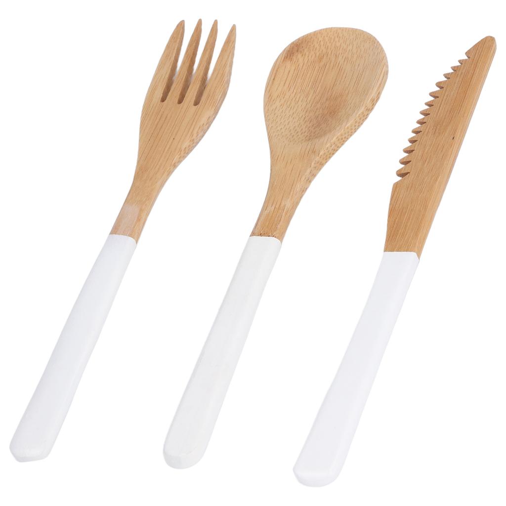3Pcs Japanese Wooden Cutlery Set Safe BPA Wooden Cutlery Spoons Forks Knives for Kitchen