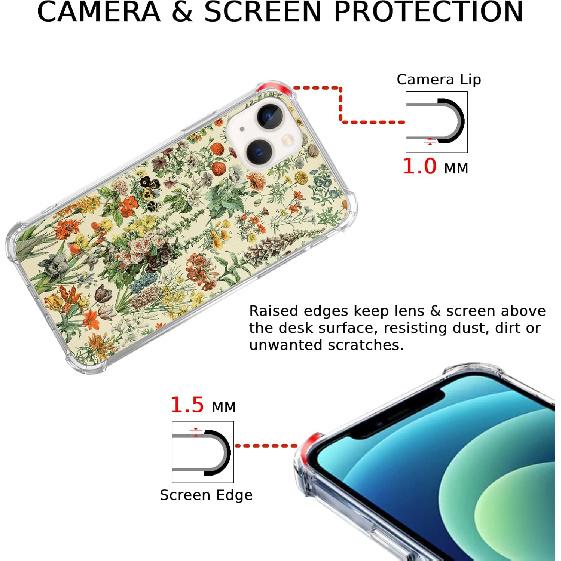 French retro flower phone case compatible iPhone 13,Old World Iris Phone Case Suitable for iPhone 13,Cool and Cute TPU Shockproof Phone Case