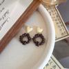 Original Design Natural Stone Real Coffee Bean Ceramic Handmade Earrings Collection Niche Design Coffee Stud Earrings