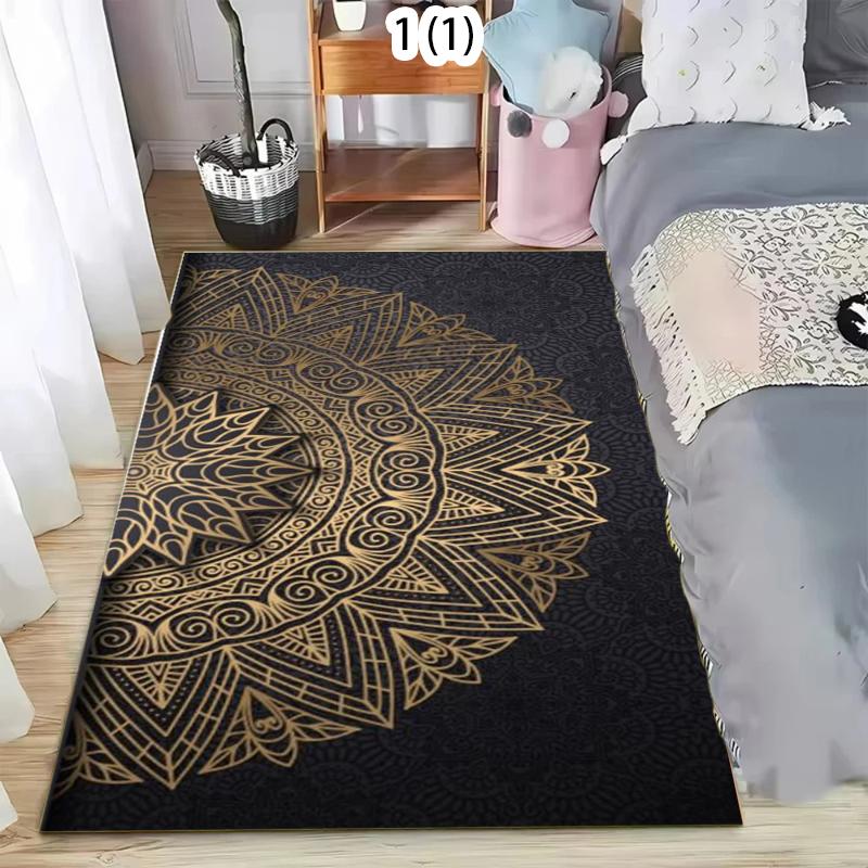 

Luxury Black Floral Area Rug for Bedroom Living Room Modern Home Decor Floor Mat Non Slip Washable Carpet for Bedside Sofa 40x60cm