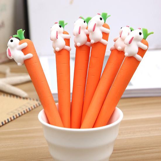 Süßer Hase Karottenform Gelstifte Glattes Schreiben Cartoon Tinte Stifte zum Notieren Und Für die Schule Lustige Tier Neuheit Stifte für Teenager Und Büro