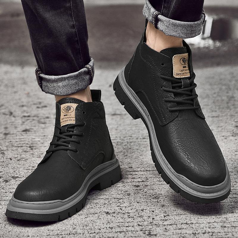 2024 Fur Winter Warm Suede Boots Men's Mid Top Chelsea Short Boots Designer  Shoes Casual Durable Desert Work Boots Black Khaki