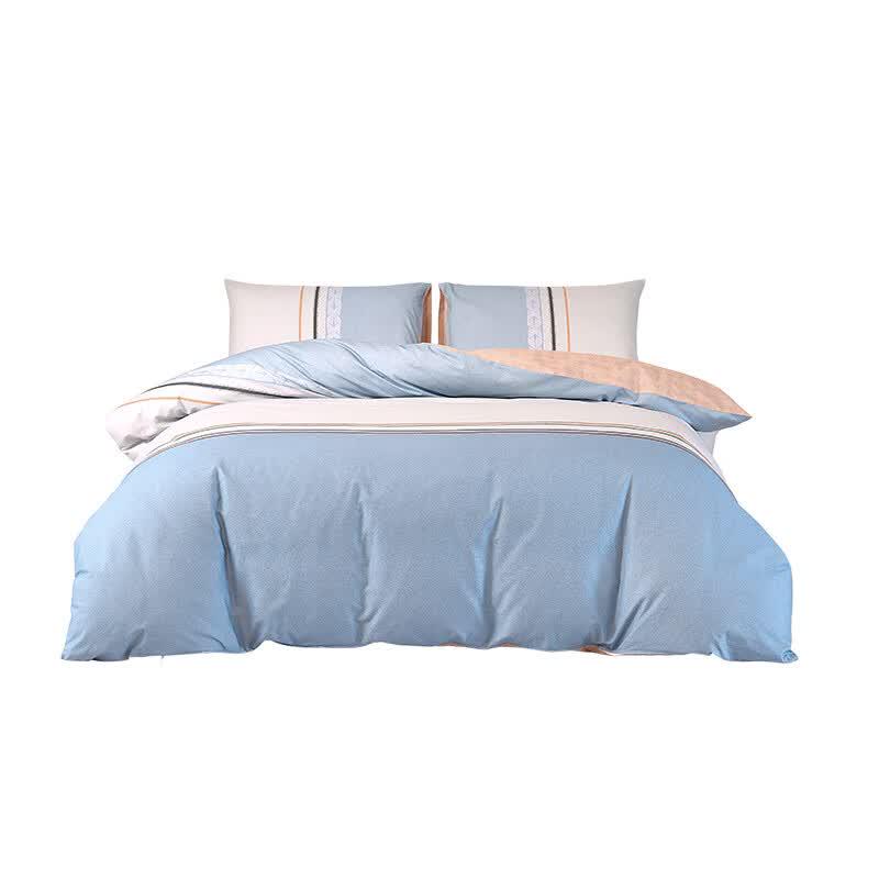 LUOLAI Time Letter All-Cotton Four-Piece Bedding Set Flat Sheet Style, Duvet 200x230cm