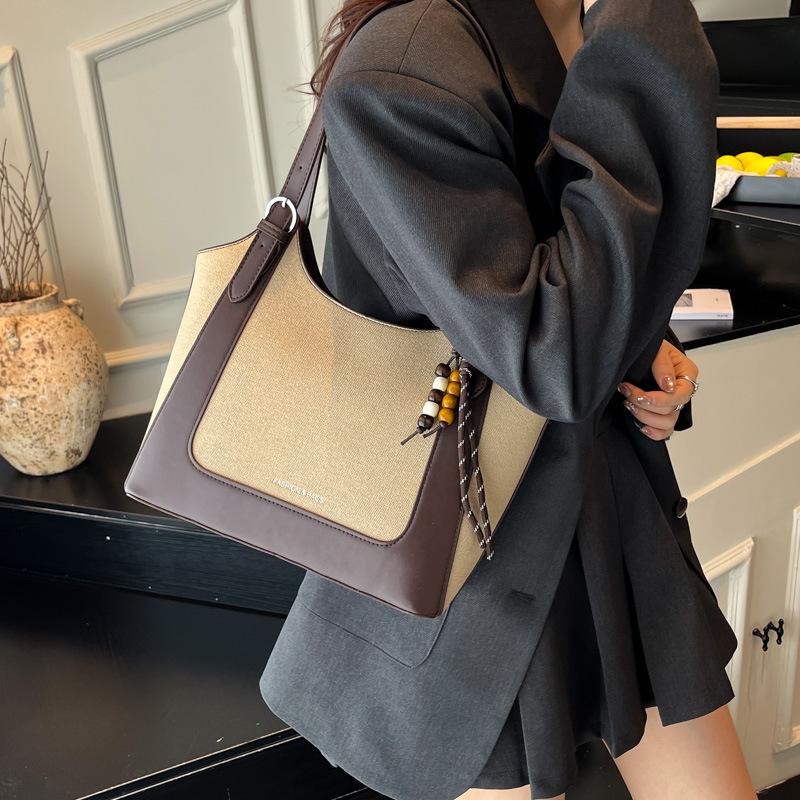 Herbst/Winter Retro Schulter-Eimerbeutel mit großem Fassungsvermögen - Modische Damenhandtasche für den Weg zur Arbeit