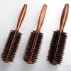 Straight Twill Boar Bristle Hair Round Brush Wood Handle Rolling Styling Comb
