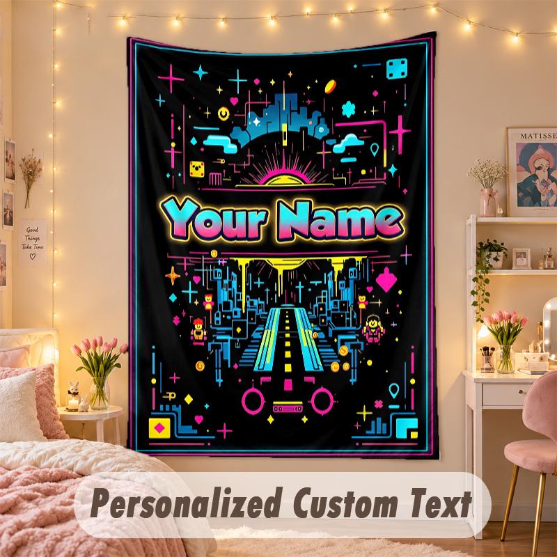 Custom Personalized Tapestry,Roblox Print Custom Name Text Wall Art Hanging for Bedroom